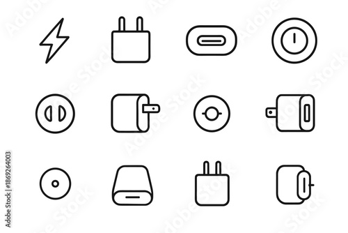 Slot voltage icon charger port vector usb wall safe cable dual