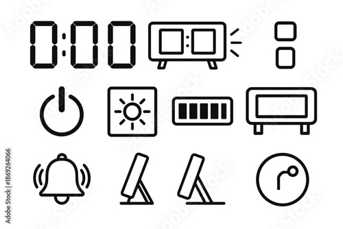 Base digital adjustable leg indicator loud vector thick frame mode icon clock