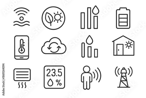Environmental detection signal digital level monitor environment room motion vector reading icon