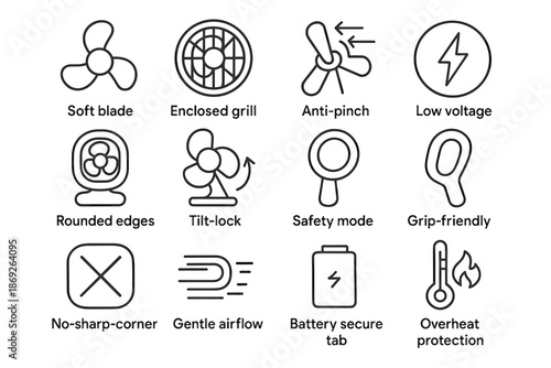 Battery fan mode rounded icon vector safe voltage blade child symbol shape