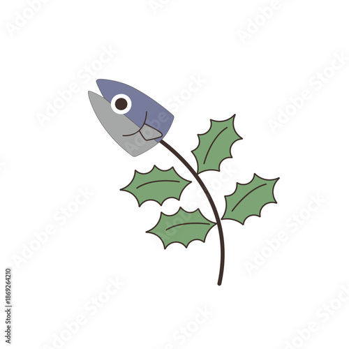 節分の素材　イワシとヒイラギのイラスト　