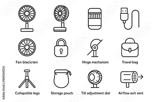 Protection vector compact tilt collapsible dial desk foldable fan usb icon mechanism