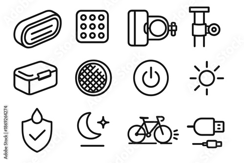 Led icon vector blinking switch battery light silhouette symbol lens bike