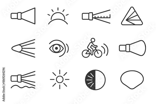 Projection bike beam light arc symbol icon focus shape vector radius