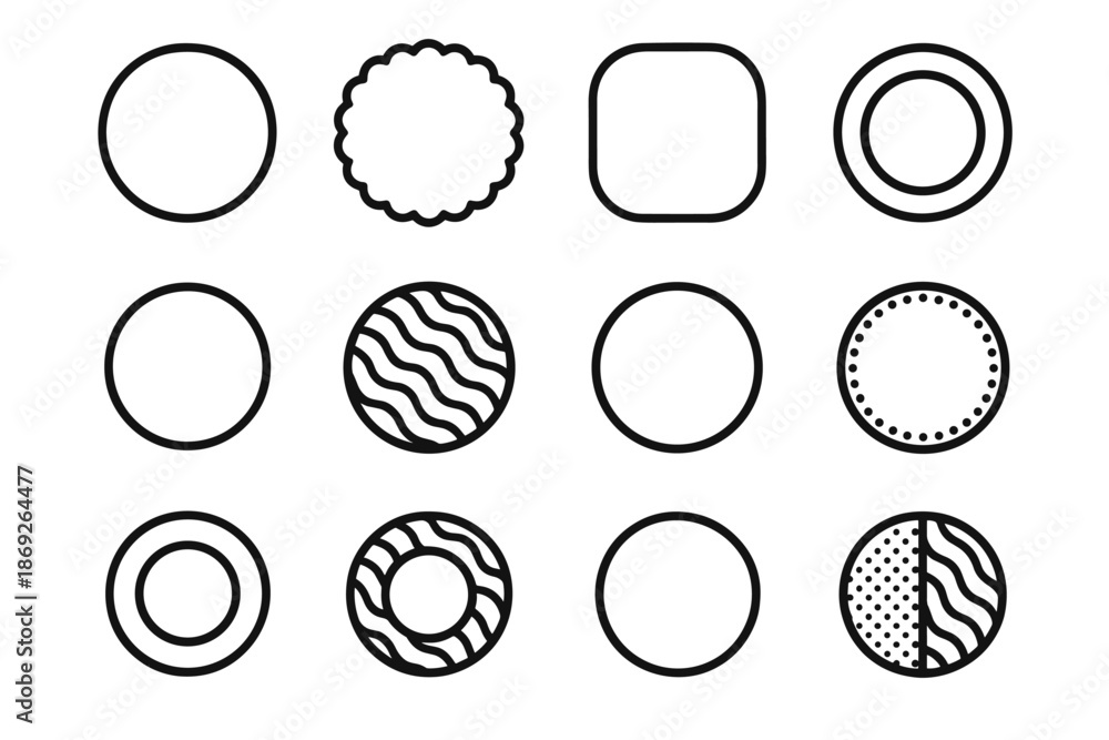 Obraz premium Round icons trivet edge silicone vector ring solid center icon disk small