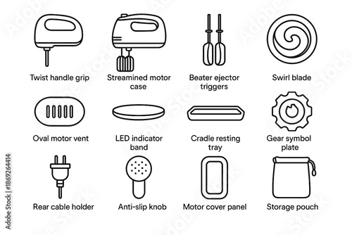 Storage cradle cable pouch grip mixer band triggers eject icon vector electric