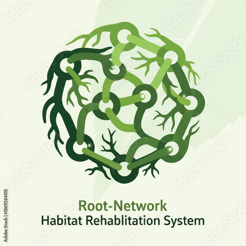 Stylized Root Network Illustration for Habitat Rehabilitation.