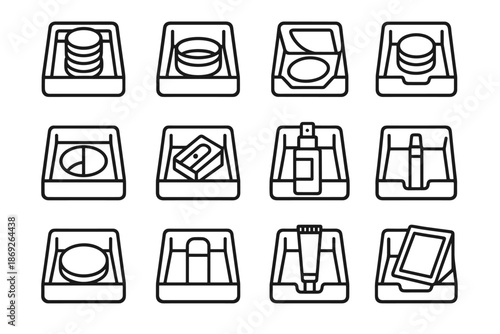 Makeup icon balm tint icons modern dual angled blush cell pocket vector