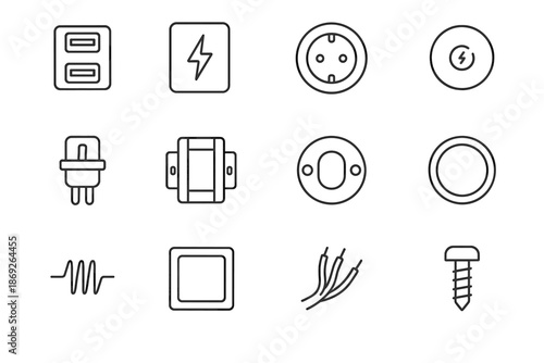 Grip port time module wall pin socket path fused usb vector icon