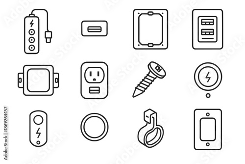 Detachable outlet wall icon usb wire bar frame icons vector adapter installation