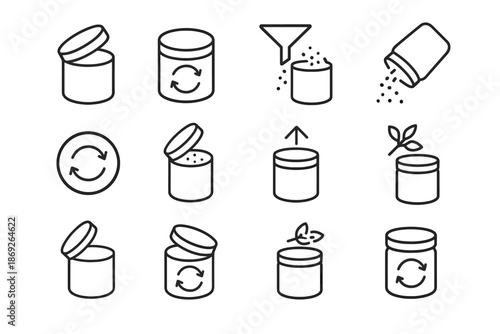 Icon storage icons refillable vector being reusable content refill container added spice