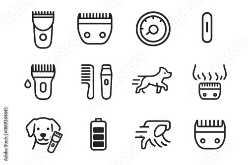 Dog wheel grooming handheld tools trimmer vector trim fast battery detachable symbol