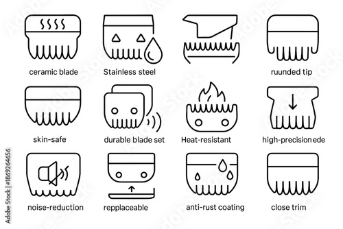 Sharp guard vector blade ceramic edge icon grooming rounded tip symbol