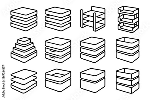 Deep stackable layered kitchen icon stacked icons stack compact vector plastic tray