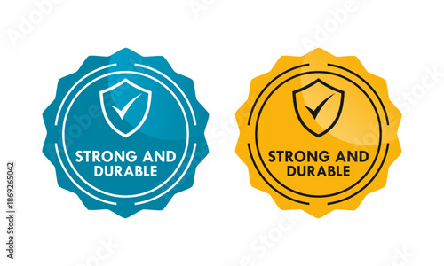 Certification seal badge with a shield and checkmark, indicating a product is strong, durable, tested, and high-quality.