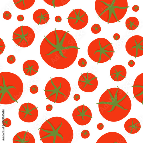Cute tomato fruit pattern on white background seamless repeat pattern