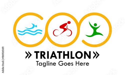 Triathlon symbol logo design template illustration