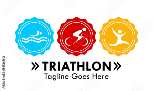Triathlon symbol logo design template illustration