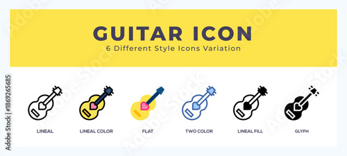Guitar icon in different style vector illustration.