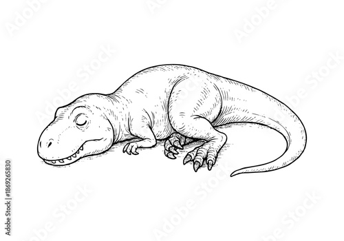 Tyrannosaurus rex TREX hand drawn simple sketch vector illustration