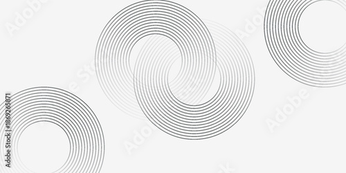 Wallpaper Mural Abstract white color horizontal banner background with white circle lines. Geometric stripe line art design. Modern white lines. Futuristic technology concept. Vector illustration Torontodigital.ca