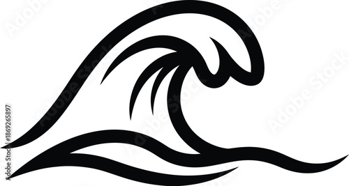 Stylized ocean wave outline illustration representing power and fluidity of water