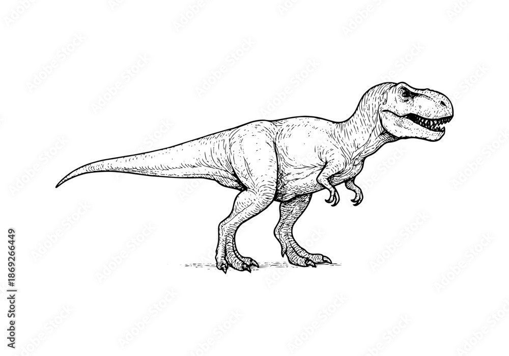 Fototapeta premium Tyrannosaurus rex TREX hand drawn simple sketch vector illustration