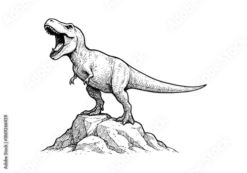 Tyrannosaurus rex TREX hand drawn simple sketch vector illustration