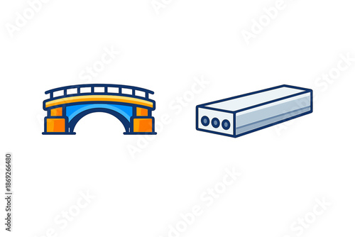 Bridge and concrete slab icons