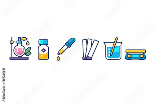 Collection of science lab equipment icons