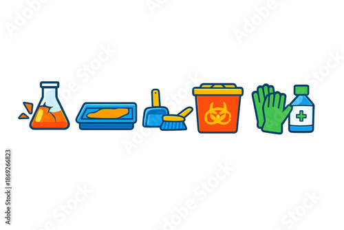 Laboratory safety and cleaning icons