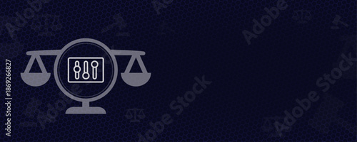 Regulatory Compliance Settings Sliders and Justice Scale Icon with Copy Space for Text Professional Vektor Illustration for Law Control and Management System