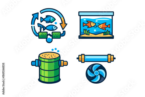 Aquaculture and Aquarium Equipment Icons