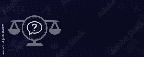 Legal Advice Question Mark Speech Bubble and Justice Scale Icon with Copy Space for Text Professional Vektor Illustration for Law Consulting and FAQ Support