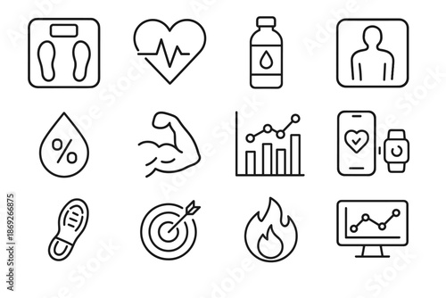 Tracker icon icons goal log fitness connected vector bmi smart chart hydration