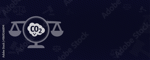 Carbon Emission CO2 Cloud Regulation and Justice Scale Icon with Copy Space for Text Professional Vektor Illustration for Environmental Law and Climate Action