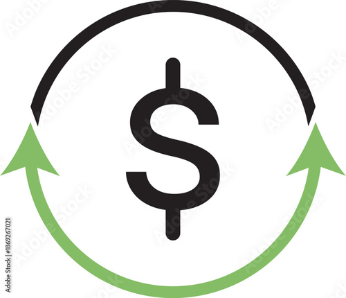 Money positive flow Icon with Dollar Symbol.