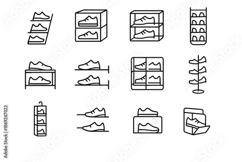 Storage modular shelf vector cubbies vertical icons shoe icon stackable space slots