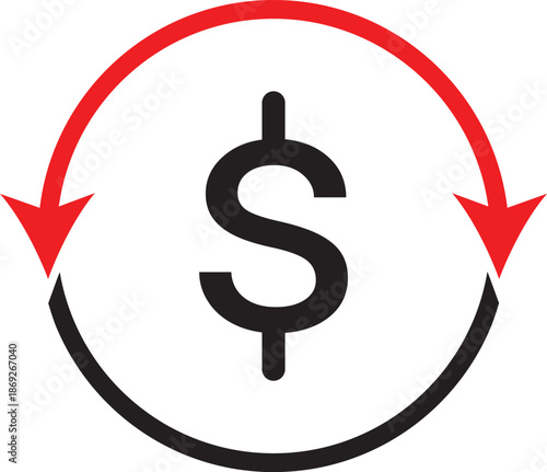 Money Reverse Cycle Icon with Dollar Symbol