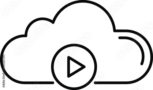 Cloud media streaming and playback icon for online video and audio content delivery
