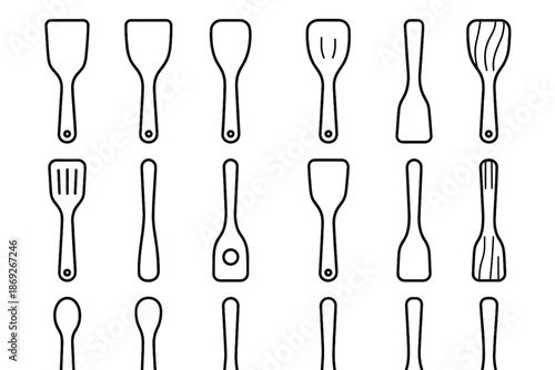 Unfinished vector tool hole wood icon wooden spatula edge icons curved