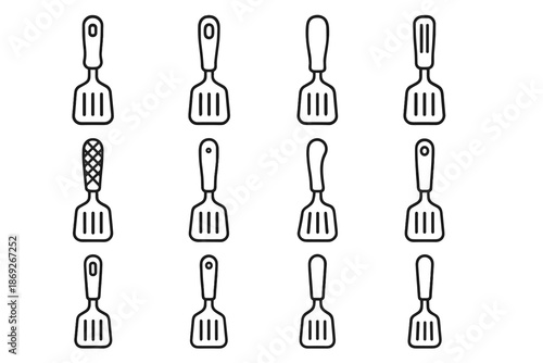 Icons open balanced grip spatula icon end handle vector ergonomic curved