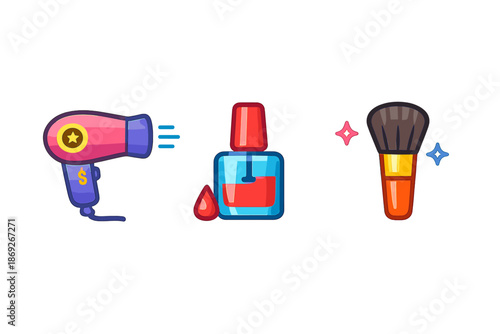 Beauty and Glamour Icons with Neon Glow