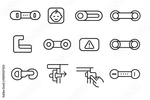Cartoon lock strap latch vector safety catch locks baby icon instruction corner