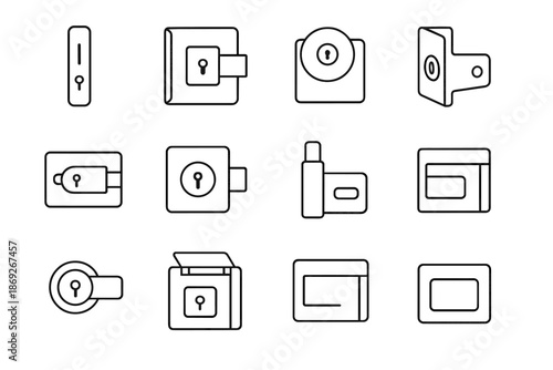 Minimalist lock handle icon cam modern matte rounded knob vector