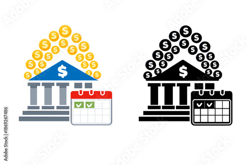Banking and Finance Concept with Coins and Calendar