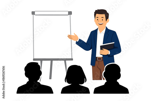 Business Presentation with Flip Chart and Audience