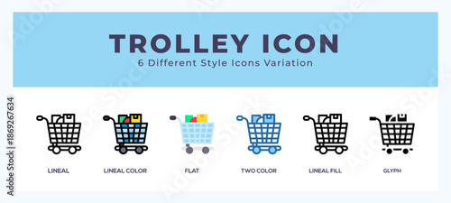 Trolley pack of icons. vector illustration.