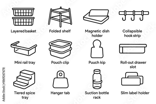 Bottle magnetic pouch saving space layered mini clip spice fridge icon vector