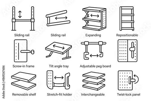 Rack repositionable shelf peg vector racks adjustable icon holder bar angle frame